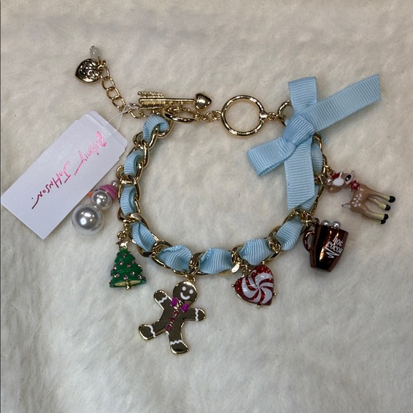 Betsey Johnson Gold and Blue Charm Bracelet